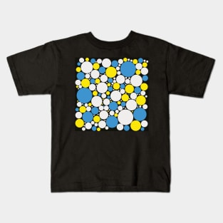 blue white and yellow pop art polka dot pattern Kids T-Shirt